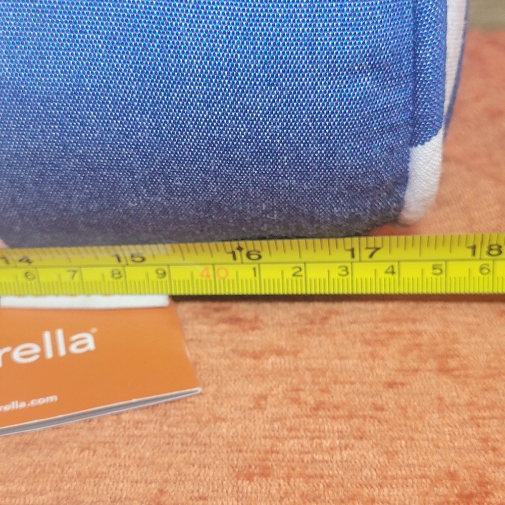 New Outdoor Sunbrella Neck Roll Bolster Pillow Water Resistant Blue & White - Picture 8 of 16
